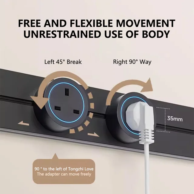 เต้ารับรางไฟติดผนังอลูมิเนียมสำหรับห้องครัวหลอดไฟขนาด40ซม. 50ซม. มีซ็อกเก็ตในตัวบนเคาน์เตอร์ 2