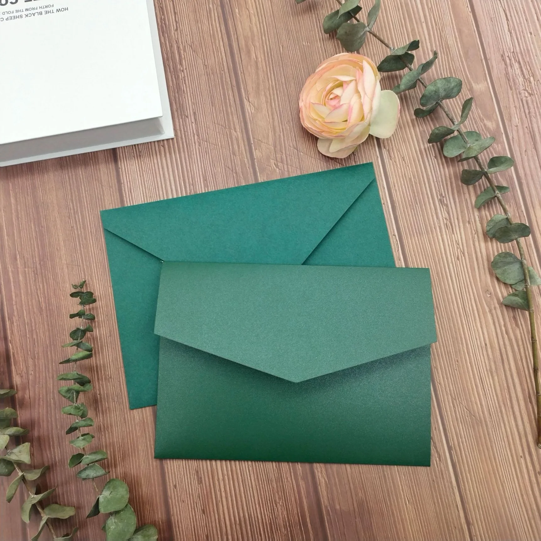 Wedding Invitations Tri-fold Pocket Wedding Invitation Cover Light Green Engagement XV Baptism Simple Invitations Envelope 20pcs