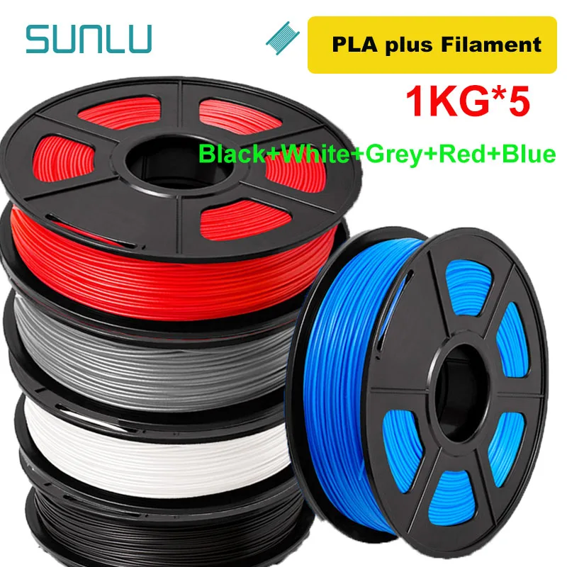 thumbnail image 1 of SUNLU 5KG 3D PLA/PETG/PLA PLUS/Filamento transparente 1,75 mm 5 rollos 1KG Impresora 3D Filamento 3D perfectamente enrollado para impresora 3D y bolígrafo 3D, 1 of 5