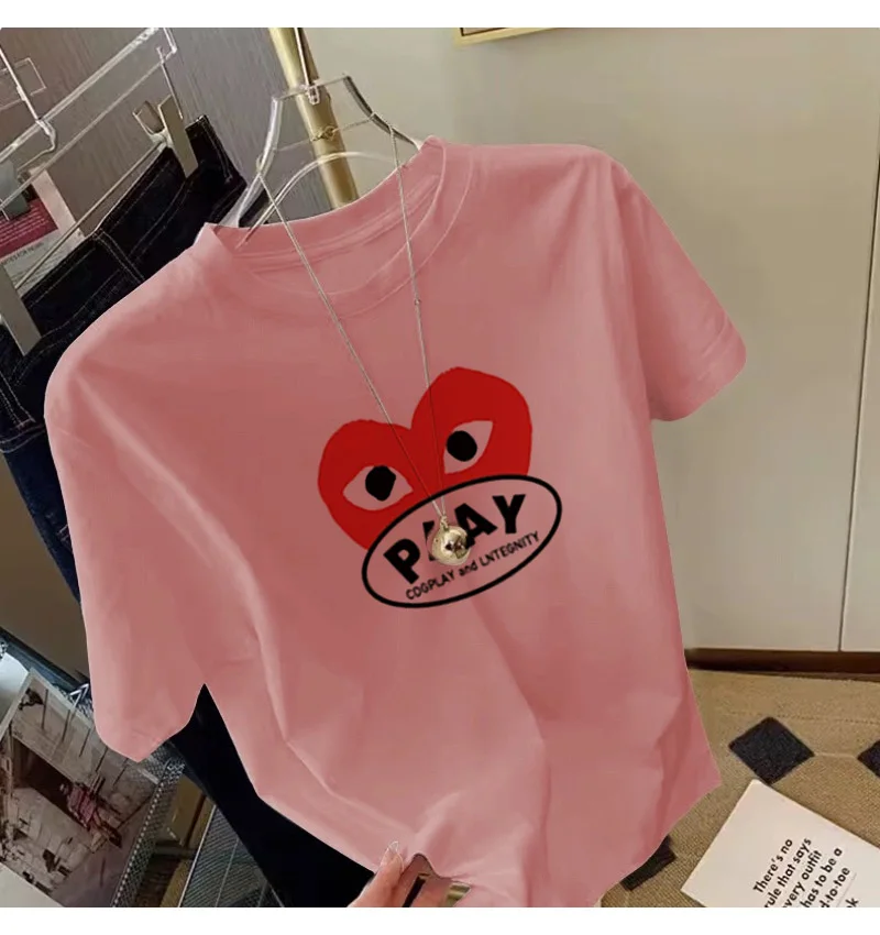 European and American neutral light luxury Korean version loose pattern summer versatile cotton T-shirt women's top 3