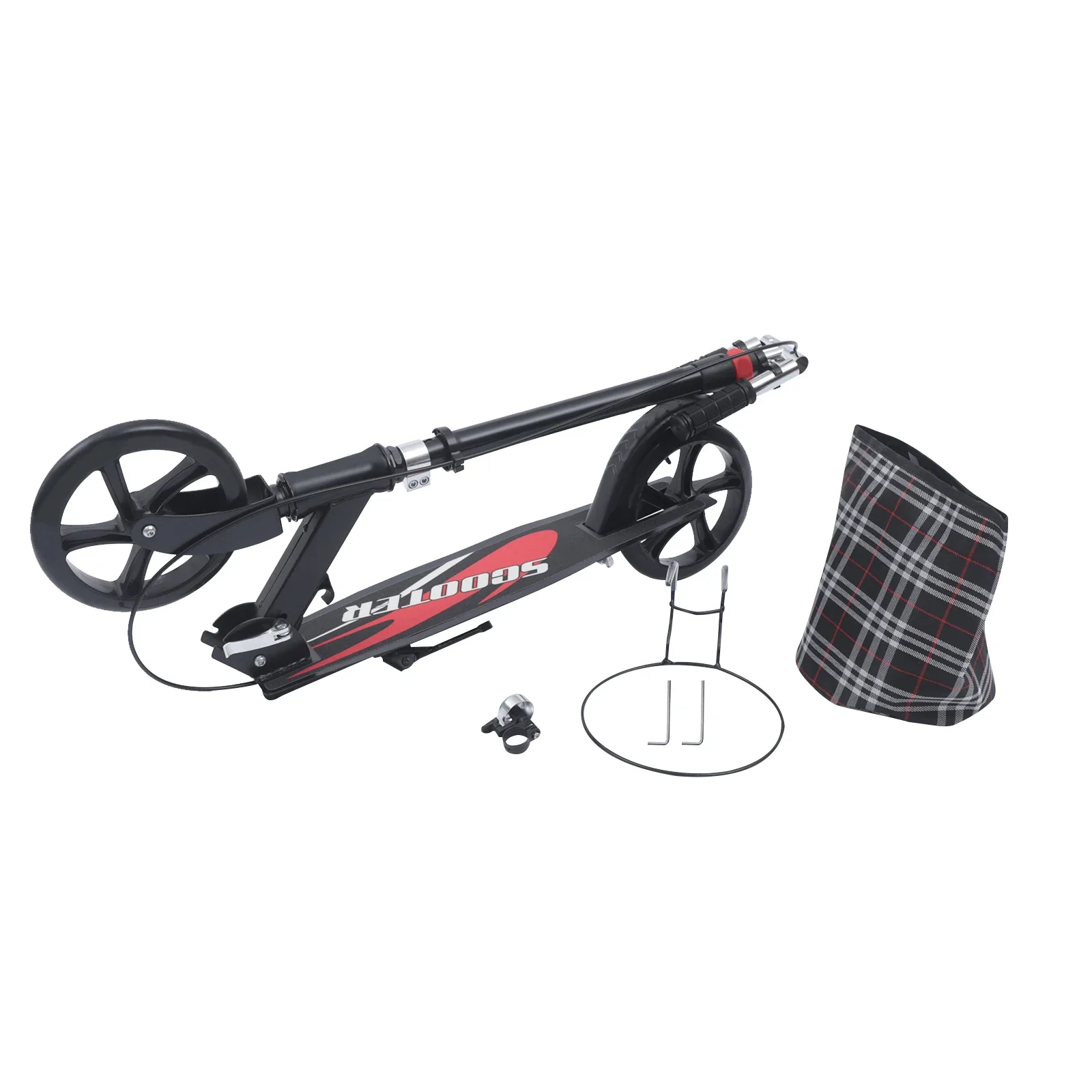 Robuster Roller aus Kohlenstoffstahl für Erwachsene und Jugendliche, faltbarer Roller W | 2 Räder, Handbremse höhenverstellbar, 150 kg Belastung – Detail 4