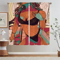 Abstract Sexy Girl Kitchen Curtains in the Living Room Decoration Blackout Curtains Salon 2 Cheap Pieces Beaded Curtain Tiebacks 1