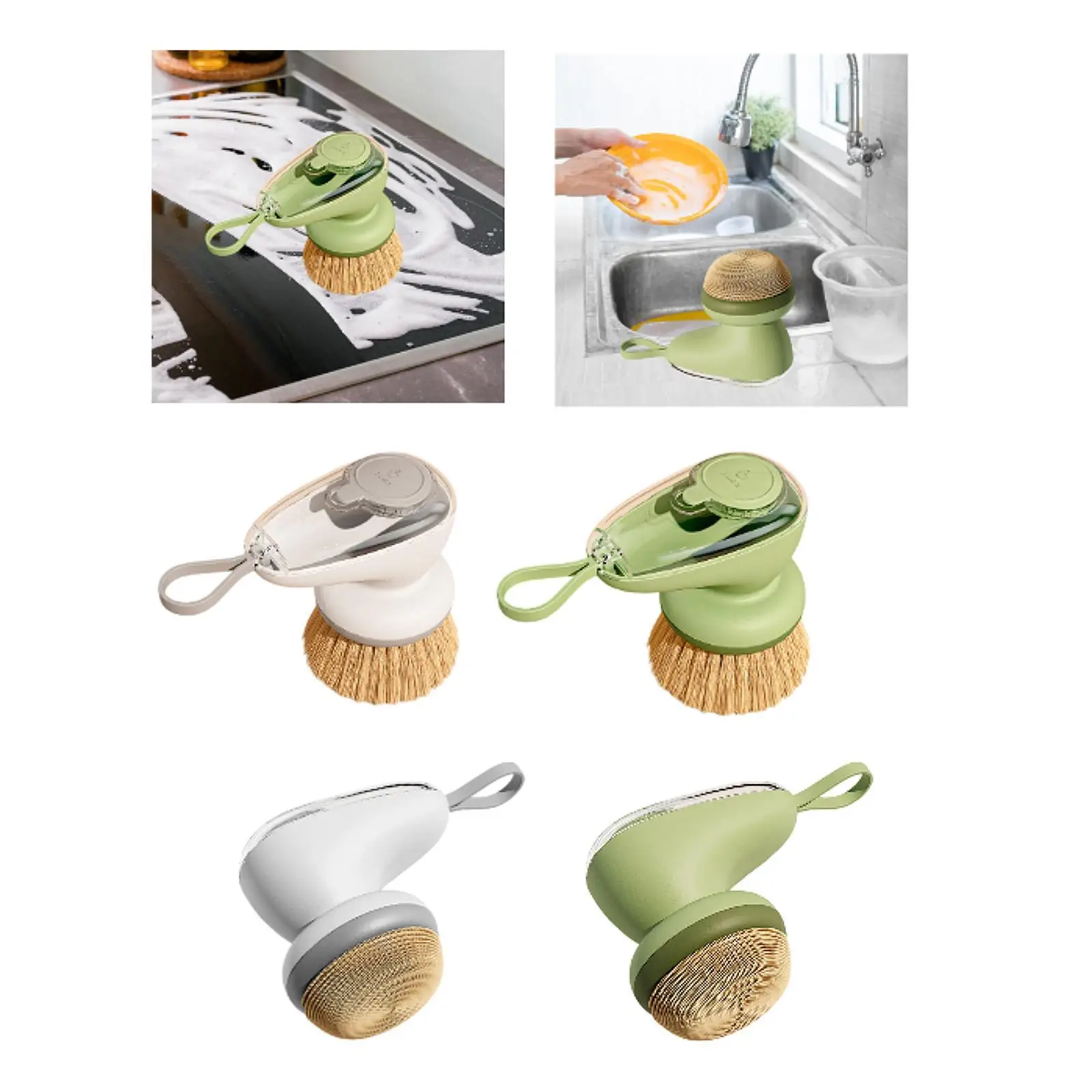 Dish Brush with Soap Dispenser Multifunction Leakproof Portable Kitchen Cleaning Brush for Pan Pot Scrubber Sink Cleaner Kitchen