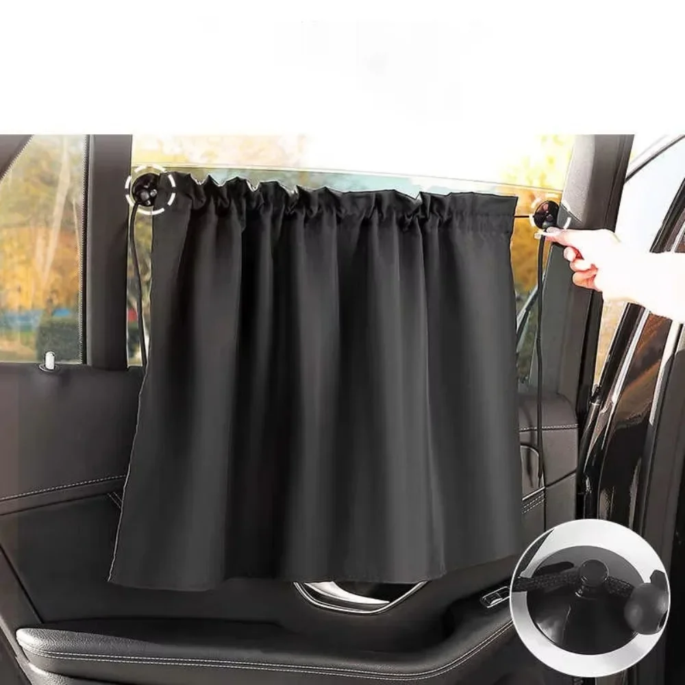 1PC Black Suction Cup Car Sunshade Curtain UV Protection Side Window Cover for Baby Kids Universal Fit for Summer Use