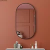 Golden Oval Bath Mirrors Wall Mounted Toilet Dressing Table Makeup Mirror Aluminum Alloy Bathroom Mirror Bathroom Home Decor 3