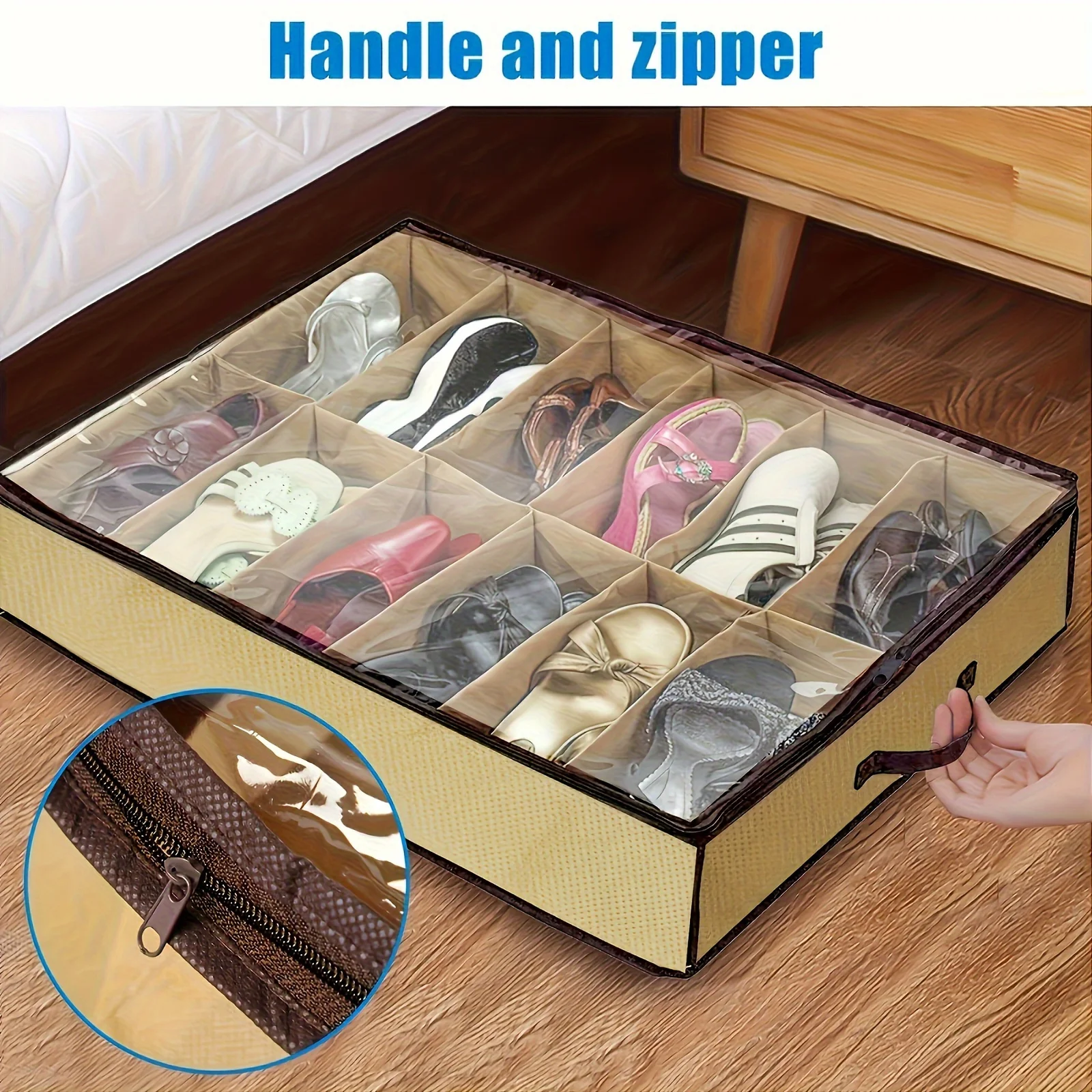 Bed Shoe Organizer 12-Grid Shoe Storage Box
