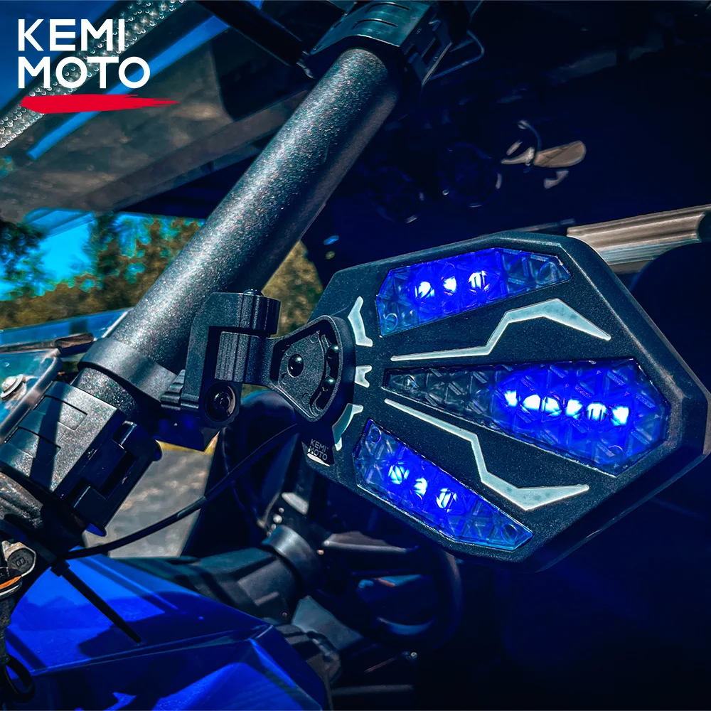 

KEMIMOTO UTV 1.6-2" CNC Side Mirrors w/ RGB Light Bluetooth Compatible with Polaris RZR XP 4 1000 for Can-am X3 MAX for Cfmoto