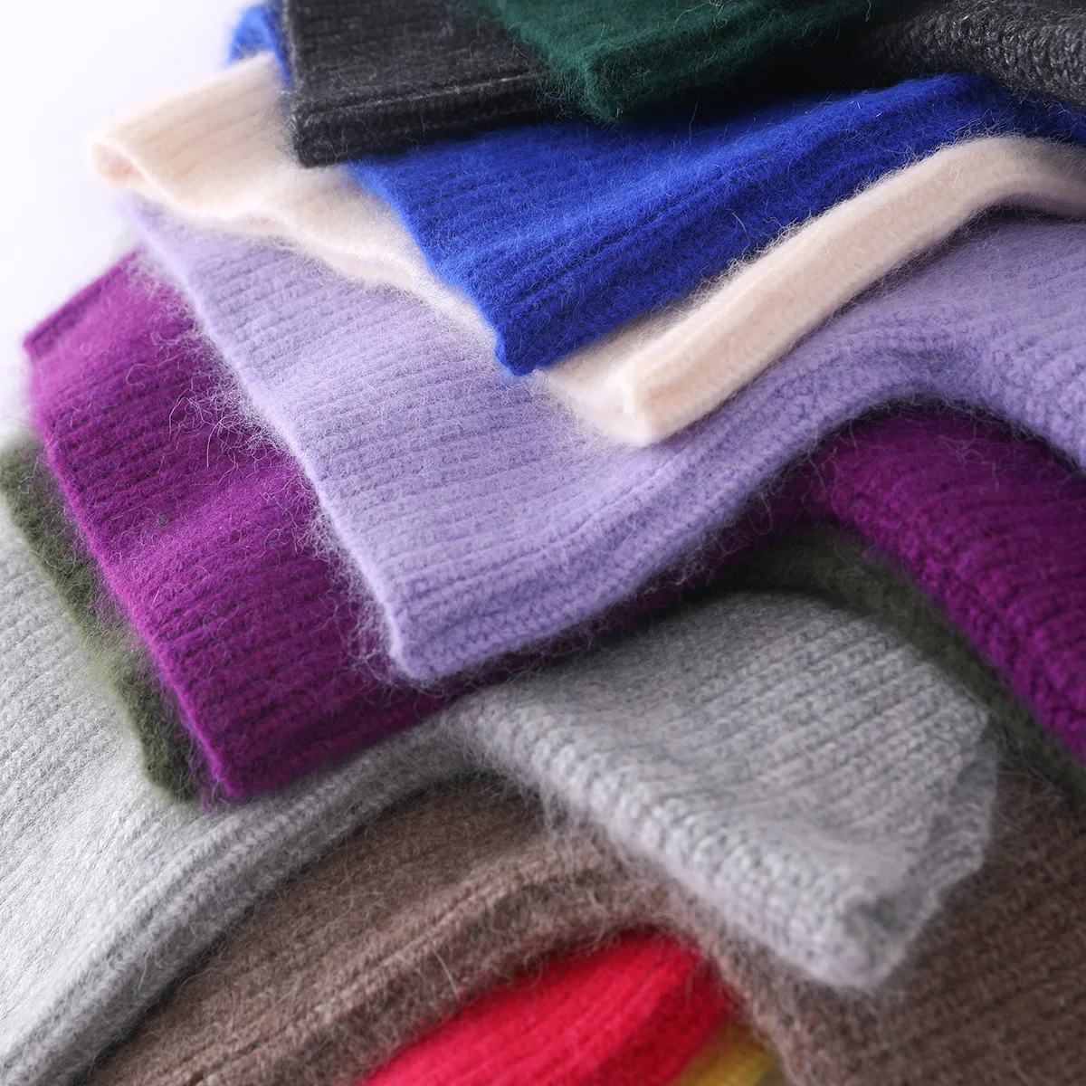 Wool scarf Women Cashmere Blend Wool Turtleneck Neck Warmer Collar Small Wraps Thick Ribs Knitted Accessories Cape Cowl