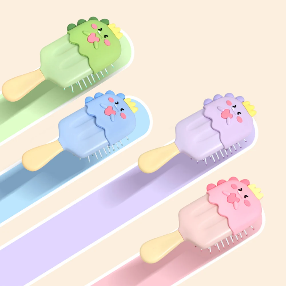 Color-changing Little Dinosaur Prince Comb Ice Cream Mini Massage Comb Girl Cute Style Air Cushion Comb Portable Hair Comb 5