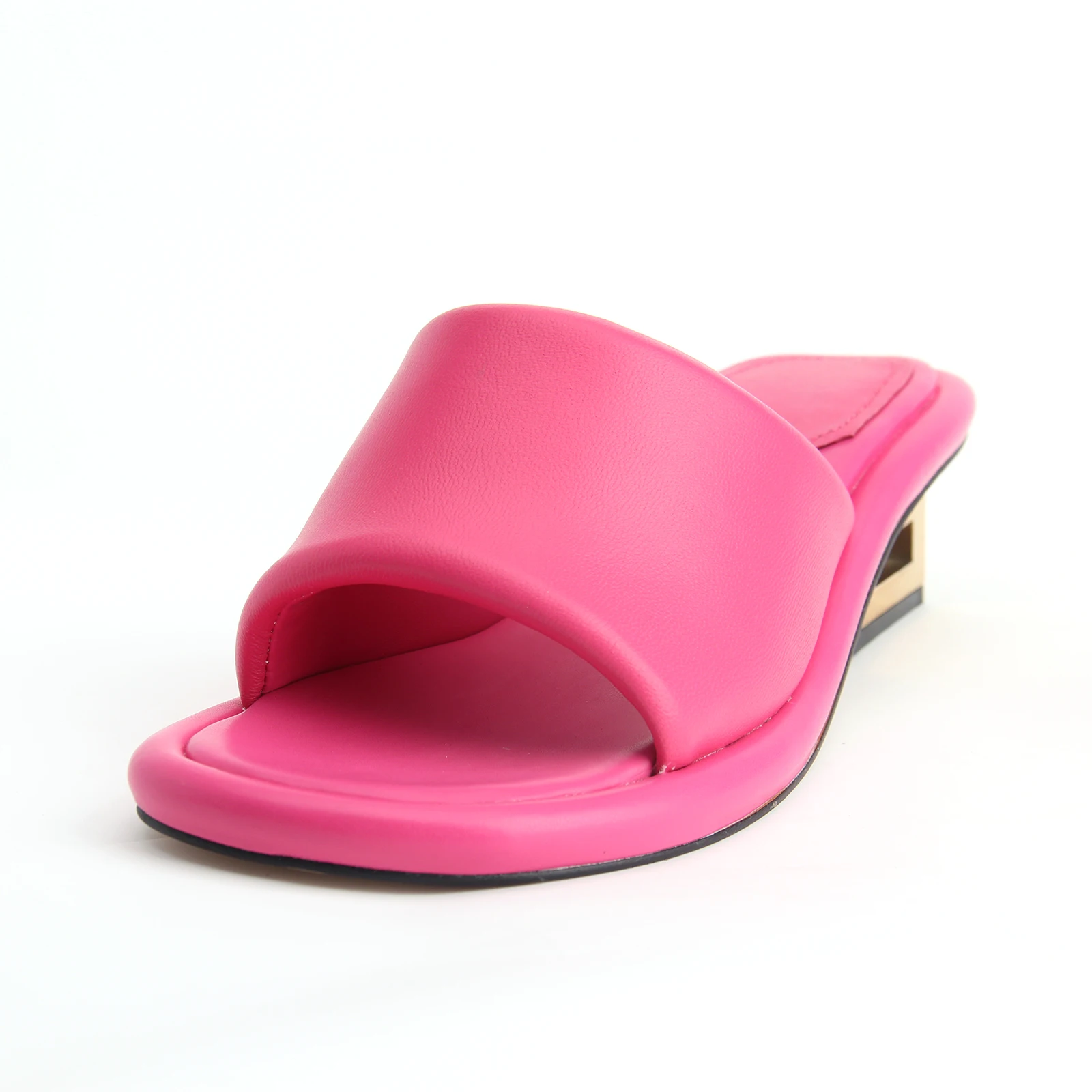 

Summer Outwear 2023 New Genuine Leather Mid Heel Matching Skirt Thickened Thick Heel Shoes and Slippers