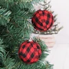 24pcs Christmas Plaid Ball Christmas Tree Ornaments Plaid Fabric Christmas Balls Xmas Hanging Tree Pendants Noel Navidad 2024 1