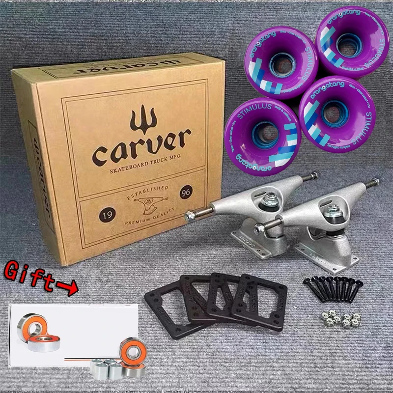 Carver CX4 C5 Surf Skate Truck, Skate Longboard, rolamentos e rodas Carver, juntos prato