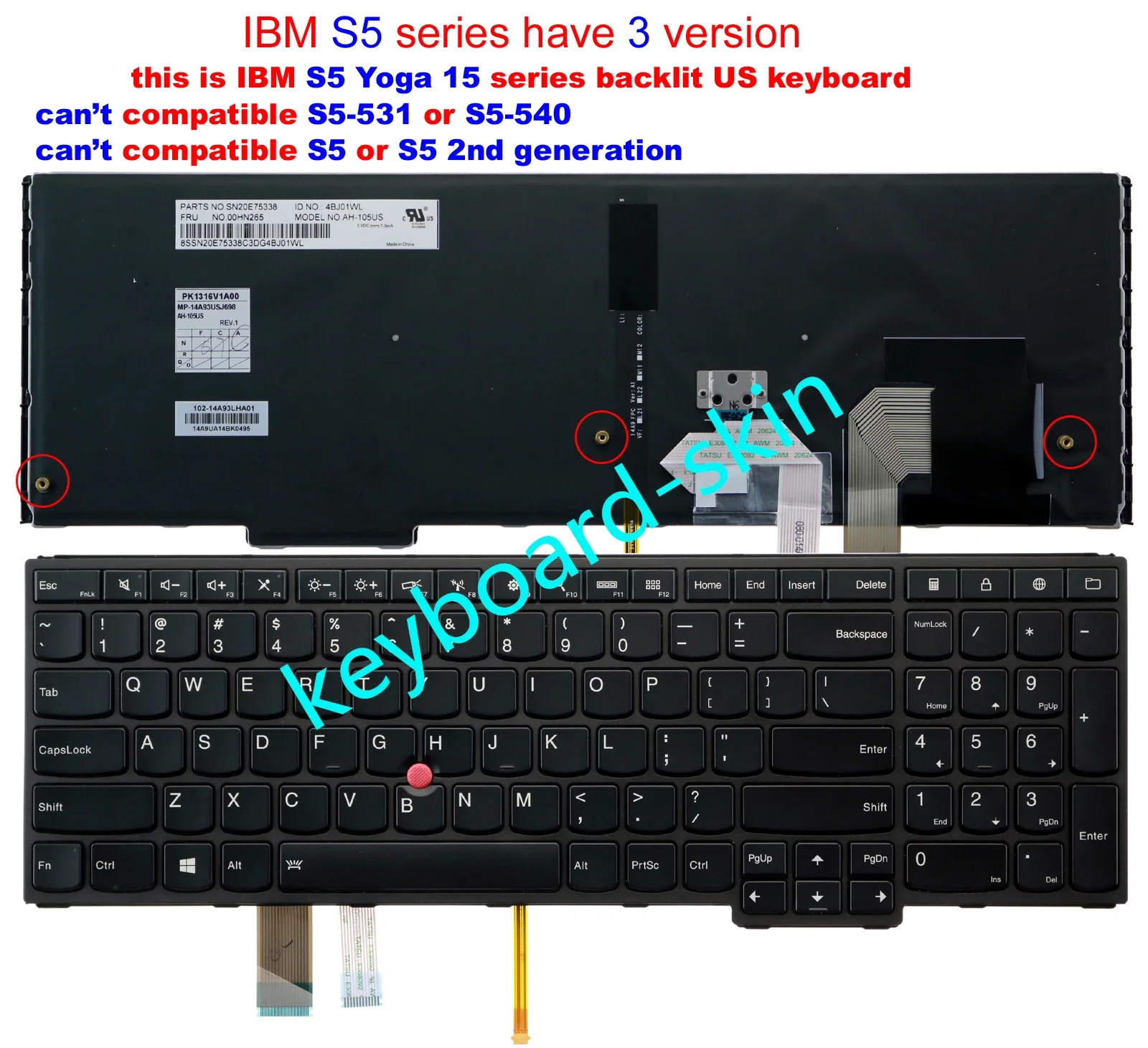

Новая клавиатура для ноутбука lenovo IBM Thinkpad s5 yoga 15 series с подсветкой
