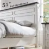 King Size Bed Frame with 51" Tall Headboard, Wood Platform Bed Frame with 20" Tall Roman Column Decoration Footboard (White) 4