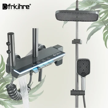 Smart Digital Display Bathroom Shower Set Piano Key Rainlfall Bath Showers System Set Apartment Bathtub Shower Faucet Full Set 1