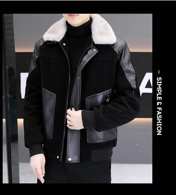 Casual 2025, Winter männer Abnehmbare Pelz Kragen Plüsch Verdicken Jacken Outwear Kurze Stil Winddicht Fleece Mäntel Business Parkas – Detail 18