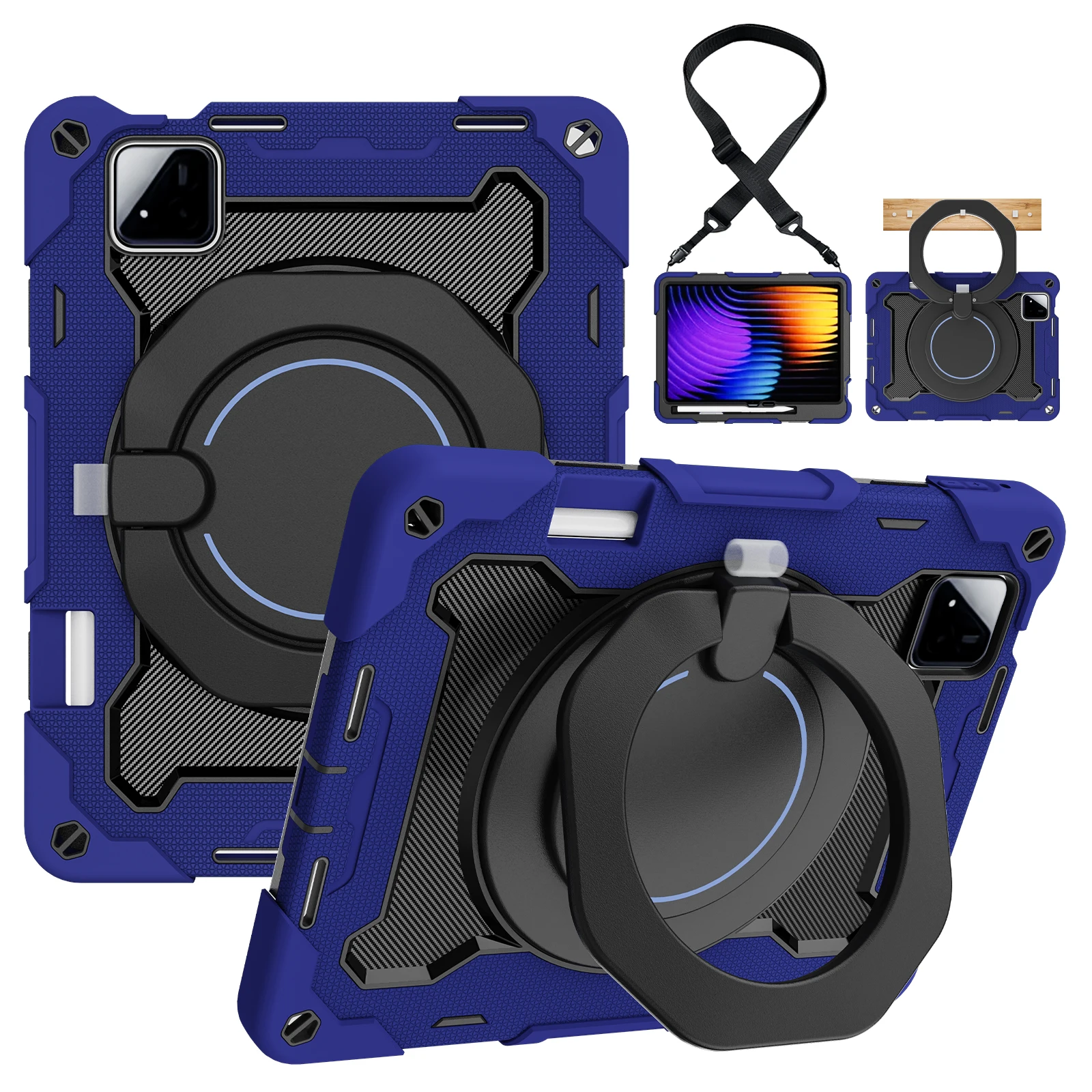 Ultimate 360 Rotatable Heavy Duty Tablet Stand Case with Handle Grip and 3-Layer Shockproof Armor