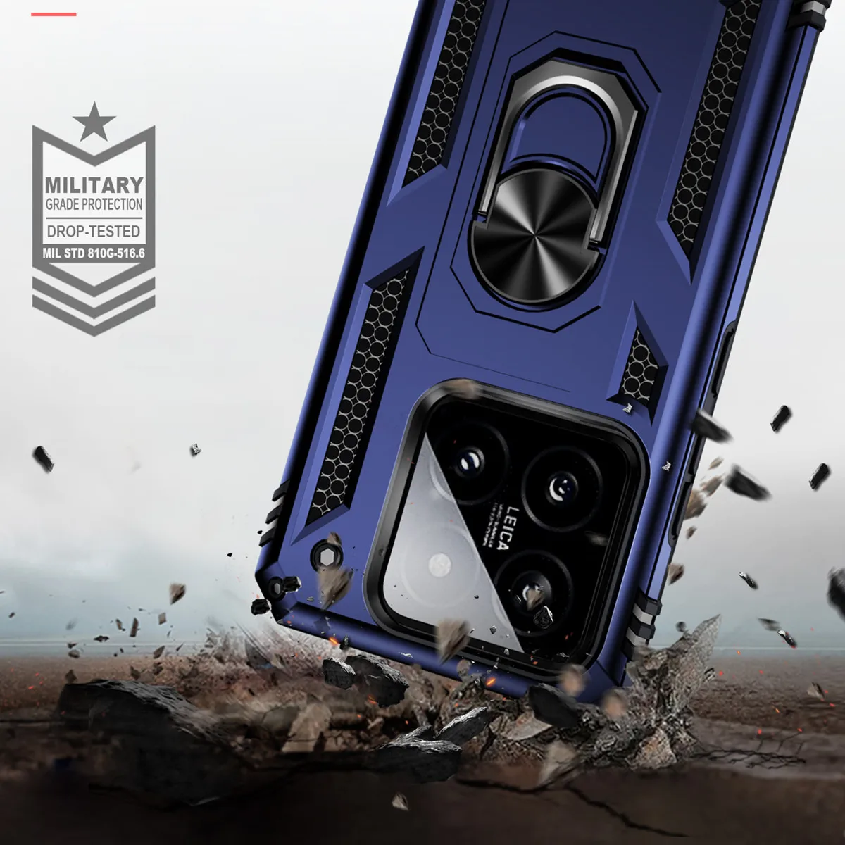 Enhanced Military-Grade Anti-Shock Phone Case with Ring Kickstand and Bumper Protection