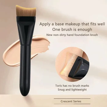 Pennello per fondotinta ultra sottile a mezzaluna Pennello per contorno viso Tavolozza di colori Fondotinta Crema Pennelli per trucco Kit tavolozza