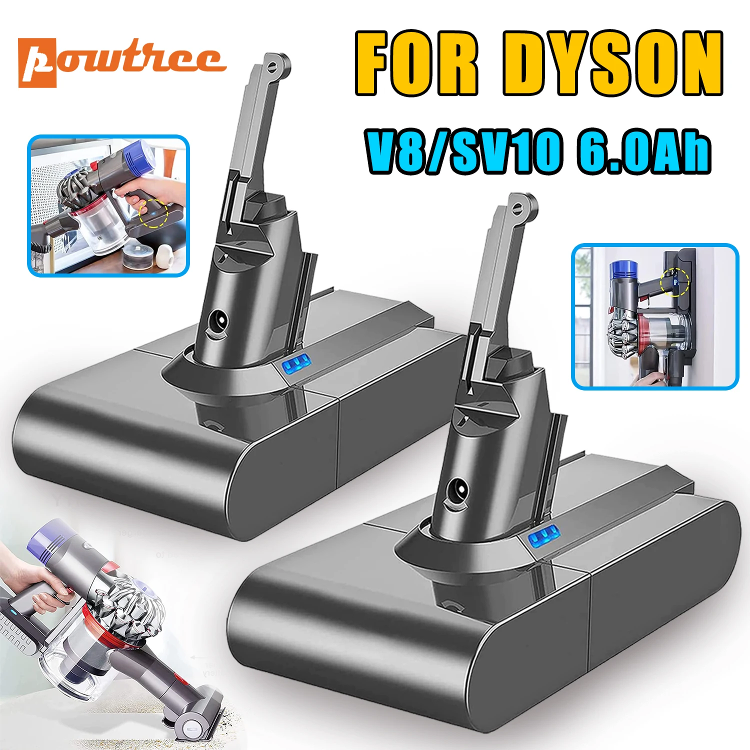 2023 Upgraded】 6000mAh V8 Batterie de Remplacement pour Dyson V8