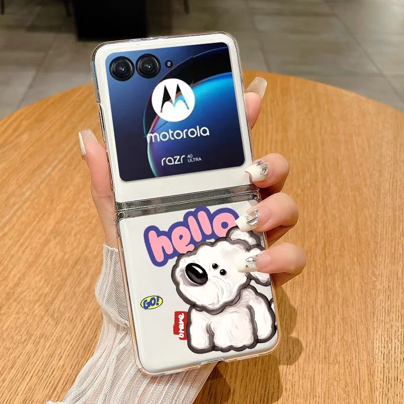 Charming Cartoon Dog Folding Phone Case - Clear Hard Cover