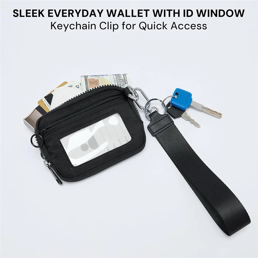 YDF The Iris Wallet for Women Mini Zip Card Case with Clear ID Window Zipper Coin Purse Lightweight Portable Keychain Wallet 4