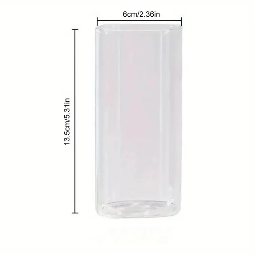 Square Glass Coffee Mug with Lid & Straw Transparent Drinkware for Iced Coffee Milk Beer for Kitchen & Dining Coffee Cup 1pc