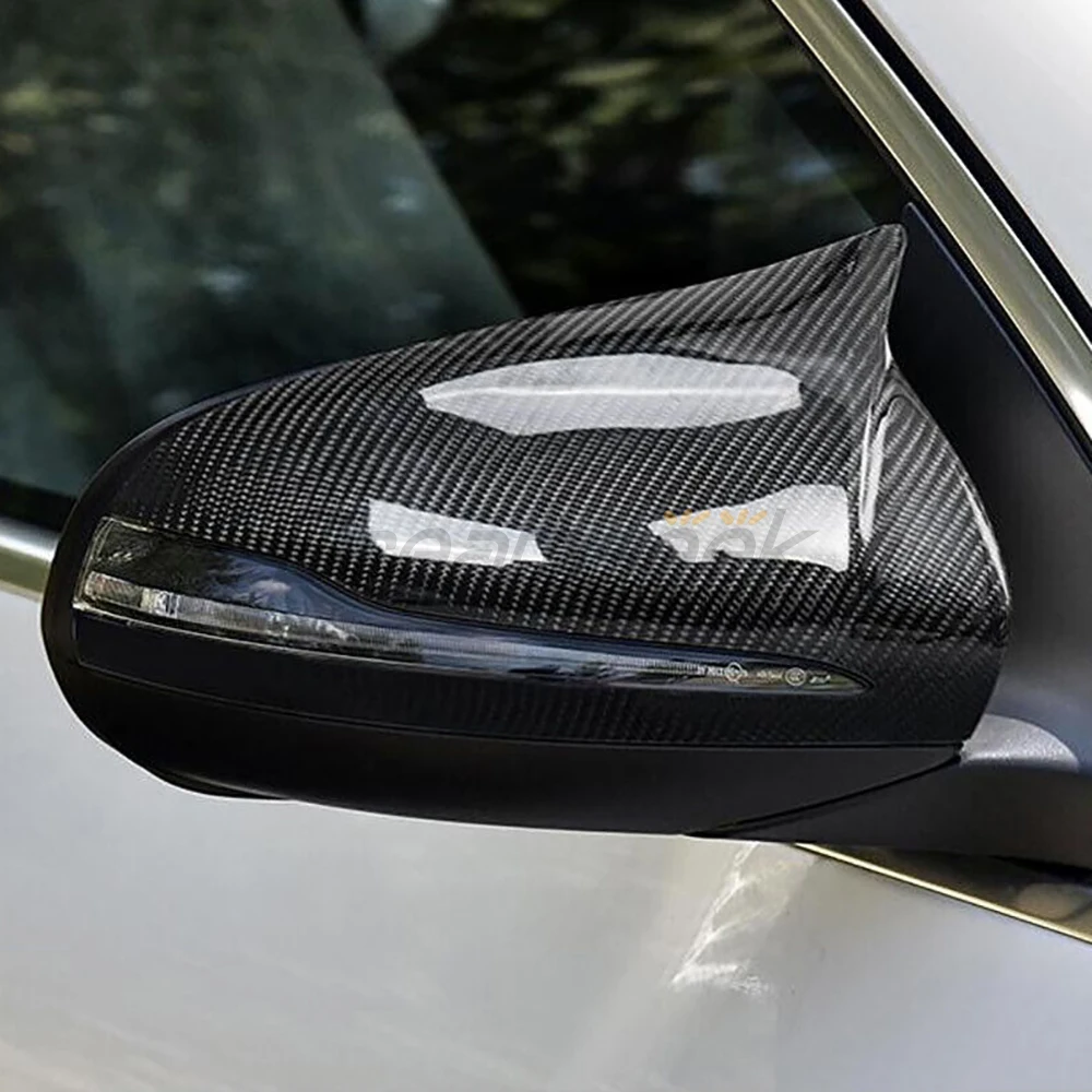 Side Door Wing Rearview Mirror Cover Cap For Mercedes-Benz GLC GLB C E S Class W205 W213 C217 Carbon Fiber Style Trim W/ Turn