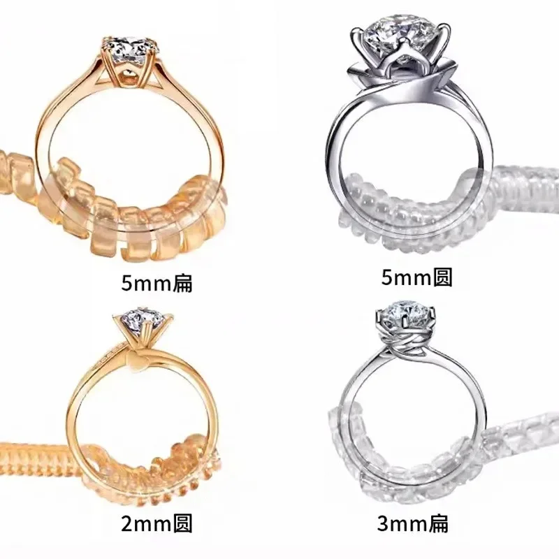 Silicone Ring Size Reducer - Invisible Transparent Tightening Resizer with Spiral Spring Design