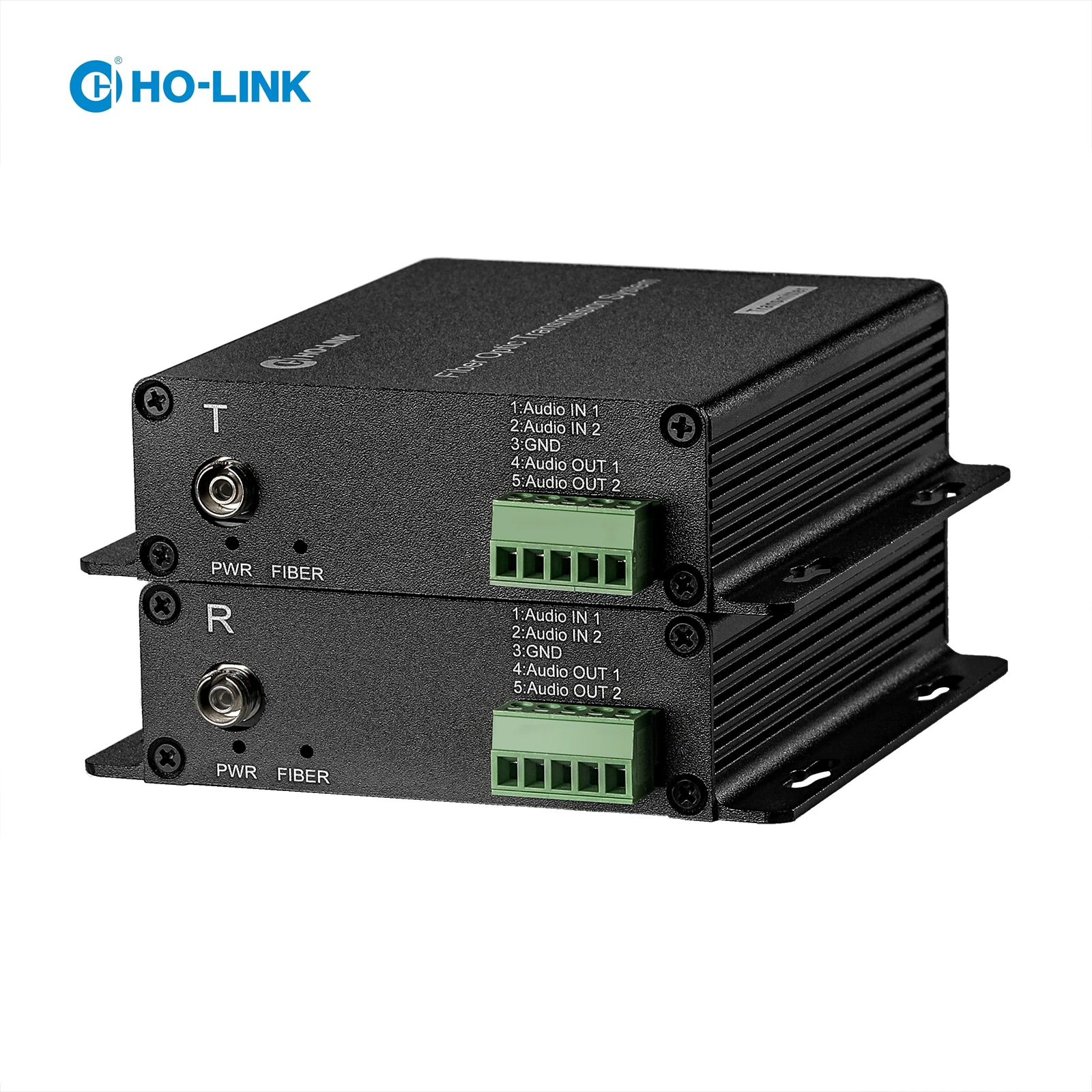 

Fiber Optic Converter 2 channel bidirectional phoenix terminal audio,single fiber single mode 20KM FC connector