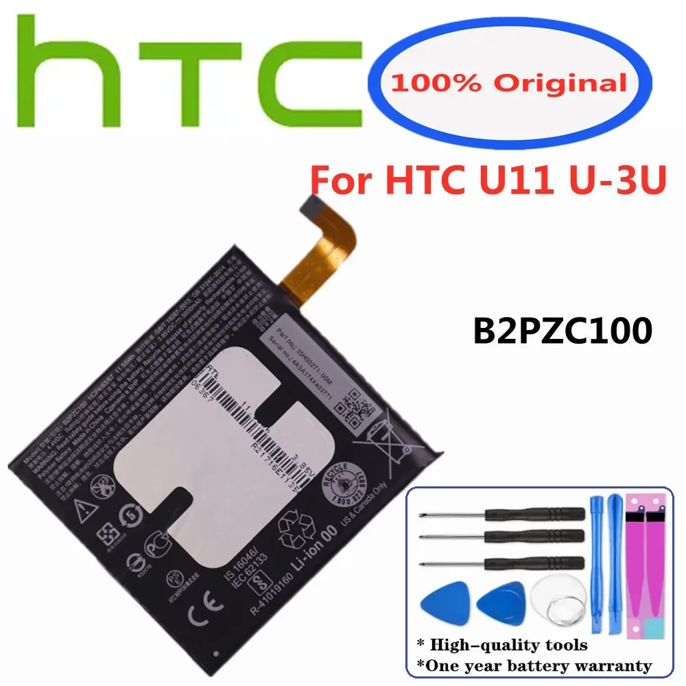 

100% Original Battery For HTC U-3U U11 3000mAh B2PZC100 Phone Replacement Battery + Tools