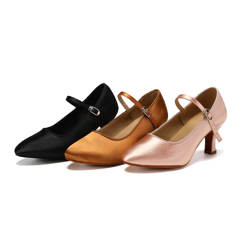 Women Ballroom Dance Shoes Silk Latin Salsa Heels