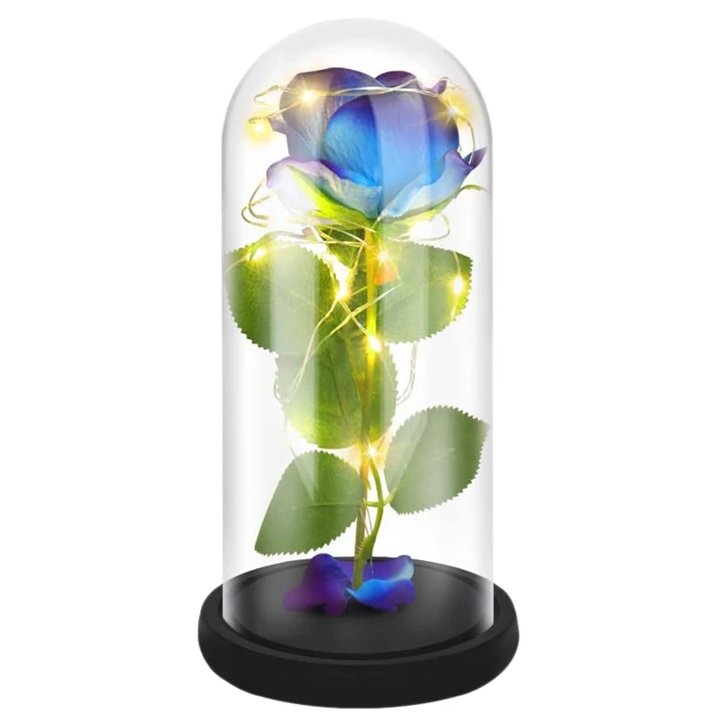 

Rose That Lasts Forever Flower With LED Light In Glass Dome For Valentine's Mother's Day Birthday Women Best Gift-Drop Ship