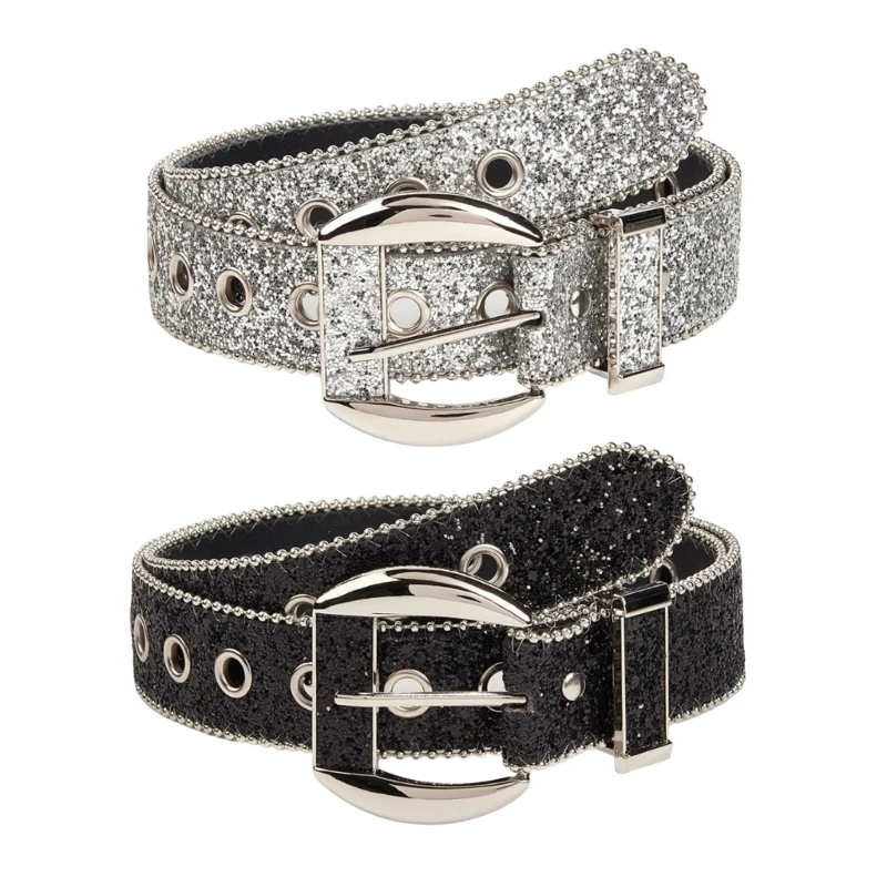 

Full Sequins Adult Waist Belt Delicate Waist Belt Fashion Belts Rhinestones Adjust Pin Buckle Belts for Nightclub