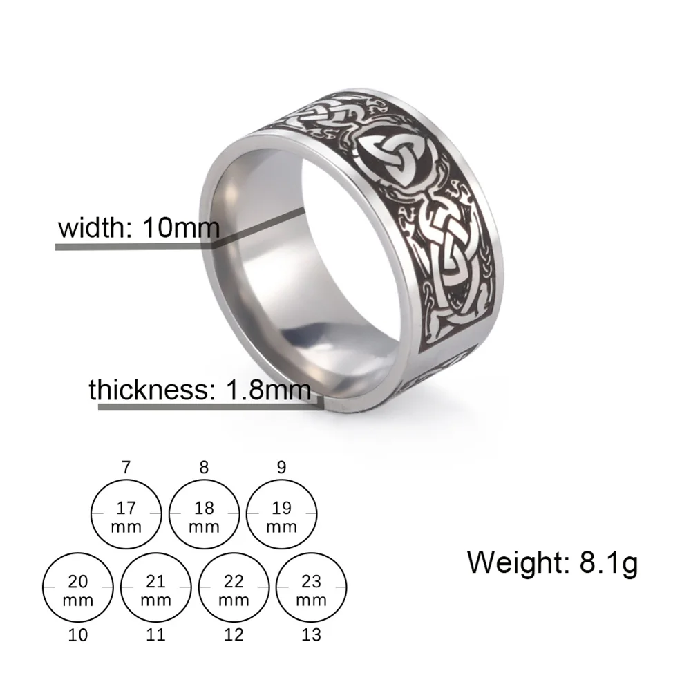 Edelstahl Herren Glücksbaum Ring Vintage Celtics Knoten Ringe für Frauen Wikinger Hexenknoten Amulett Schmuck Punk Wicca Bijou – Detail 13