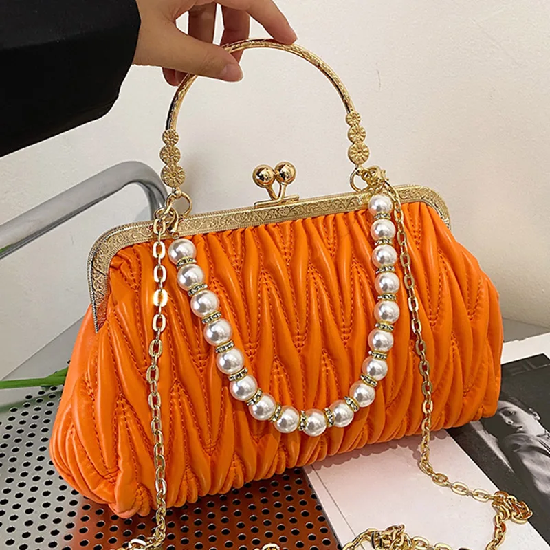 Women Shoulder Bags Prom Clutch Pearl Chain Crossbody Bags Female Totes Pu Leather Handbags And Purse crossbody bag,women handbags,leather shoulder bag,pu crossbody bag