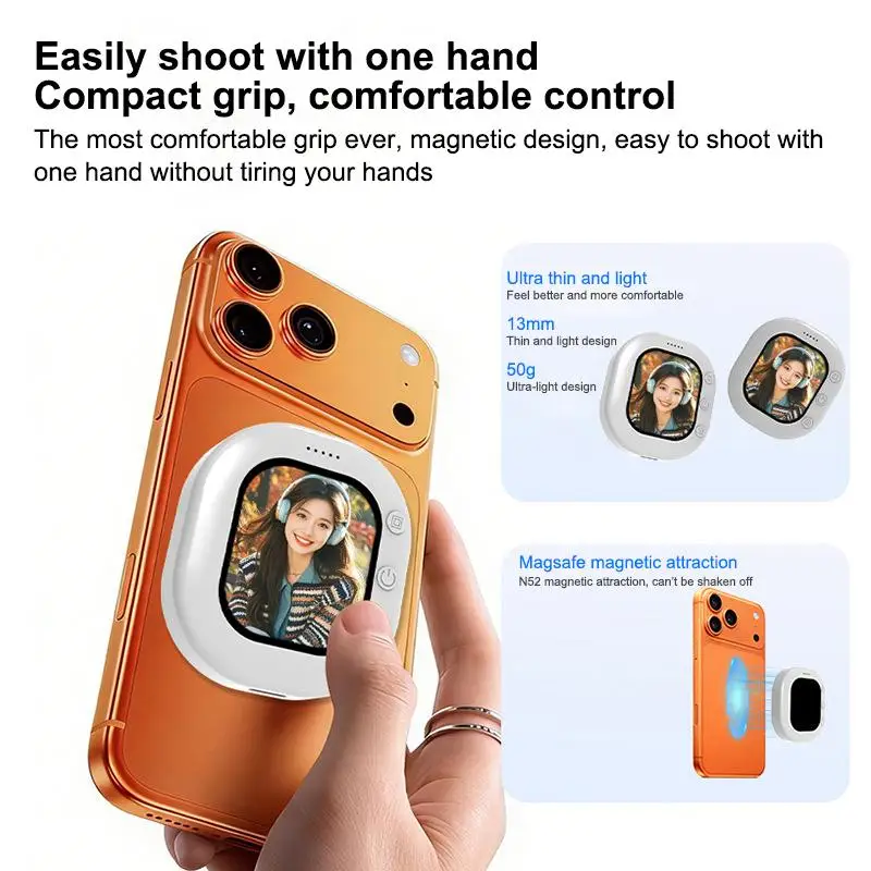 Compact Wireless Magnetic Phone Screen Projector & Selfie Camera for Vlogs and Live Streaming