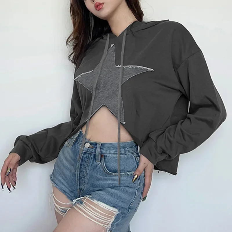 2022 Sexy Cross Bandage Pink Black Harajuku Hoodie Tops Tie Up Backless Sweatshirt Women Autumn Long Sleeve Pullover Crop Tops