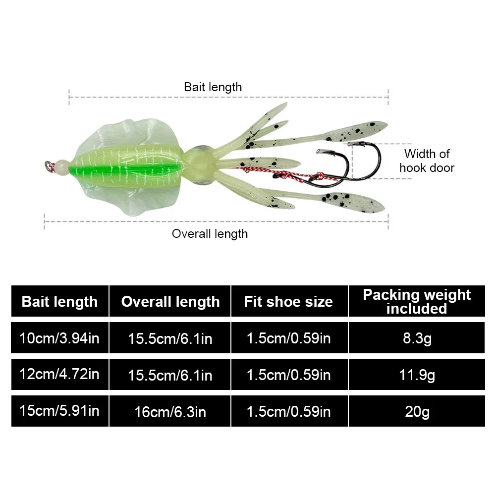 1Pc 10cm/12cm/15cm Sea Fishing Bionic Squid Bait with Ear Thin Fin Soft Baits Fish-shaped Fake Lure Fish Bite Drop Shipping