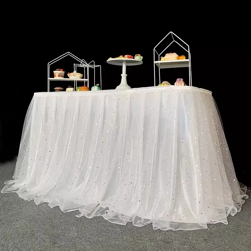 Tulle Gold Table Skirts Tutu Table Skirt Wedding Birthday Party Tulle Skirt Decoration tablecloth
