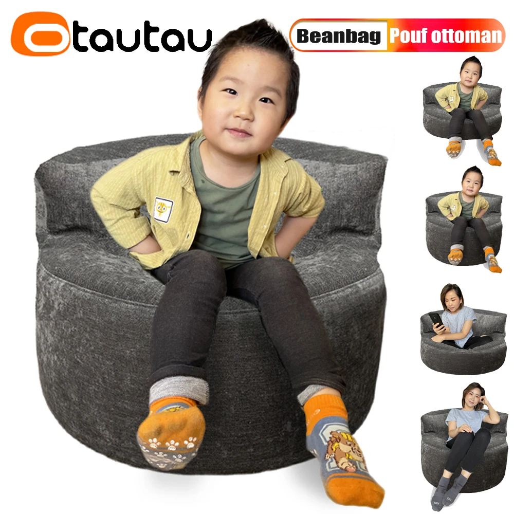 

OTAUTAU Children Sofa Waterproof Bean Bag with Filling Outdoor Beanbag Pouf Backrest Chair Floor Seat Lounge Recliner DD14XN5C