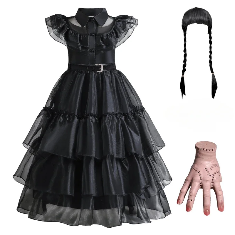 thumbnail image 1 of Vestidos de cosplay de la película Wednesday Disfraz de cosplay de Wednesday Addams Gothic Wind Adultos Niños Vestido de fiesta de Halloween Disfraces, 1 of 5