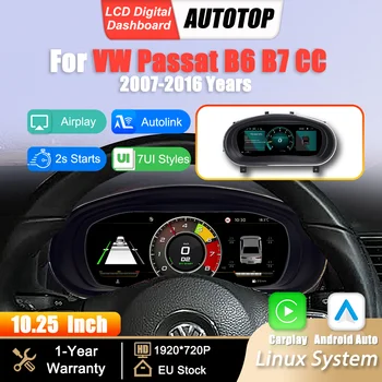 Panel de Instrumentos Digital LCD Linux de 10.25 Pulgadas para VW Passat B6 B7 CC 2007-2016, Carplay Inalámbrico, Android Auto, Cabina Virtual 1