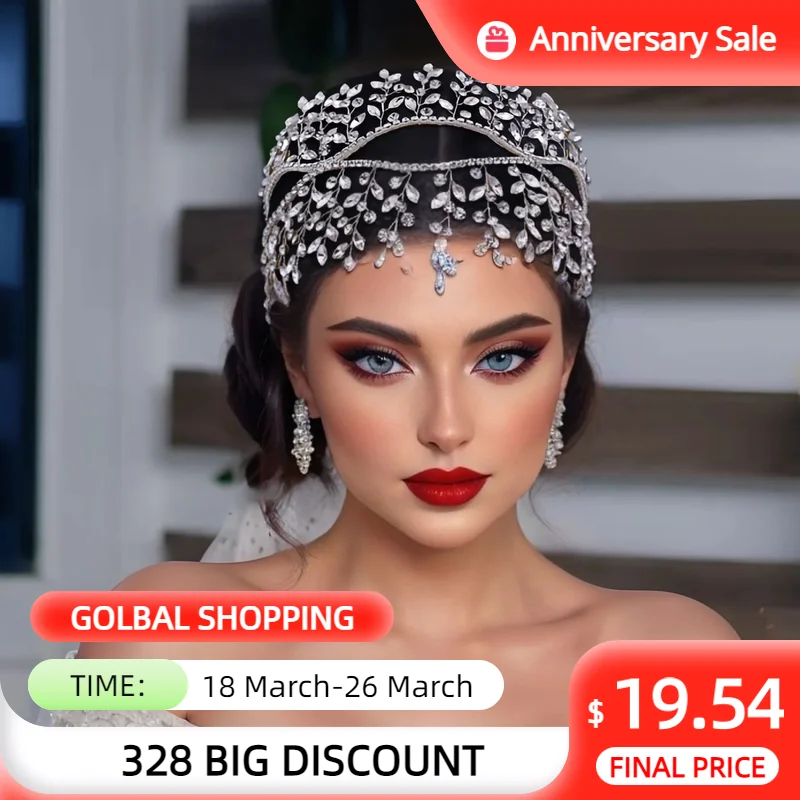 

HP477 Luxurious Rhinestone Bridal Headband Elegant Wedding Hair Accessories Shimmering Crystal Princess Crown Stunning Headdress