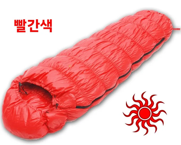 초경량 두꺼운 화이트 구스다운 침낭 (야외용 봄/가을/겨울 아동용 귀여운 애벌레 시리즈)