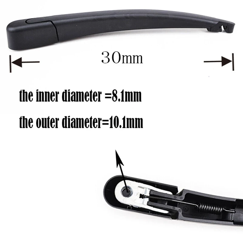 Car Rear Windscreen Tailgate Wiper Blade & Arm Set - 2 Piece Set