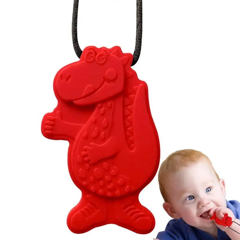 

Sensory Chew Necklaces For Kids Silicone Dinosaur Teething Necklace Oral Motor Chewing Necklace Toys Cartoon Chewer