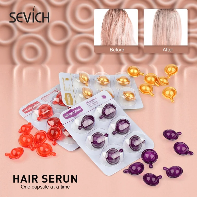 Sevich Capsule Di Vitamine Per Capelli 12 Pezzi Prodotto Anti-Caduta Di Cheratina Riparazione Marocchina Danni Maschera Per Capelli Olio Composto Olio