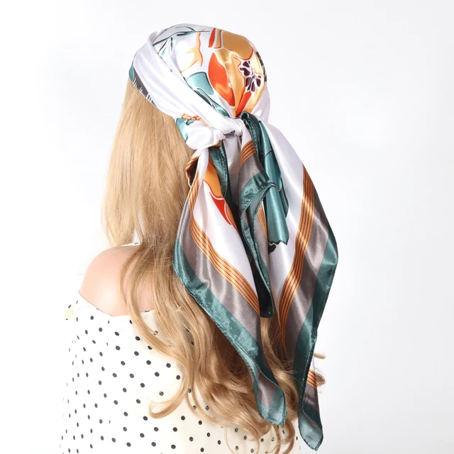 New Silk Scarf and Wrap for Designer Luxury Brand Kerchief Neck Head/Hair Scarves Bandana Handkerchief 90X90CM Headscarf 50
