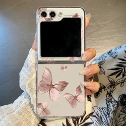 Butterfly Pattern Clear Transparent Hard Folding Phone Case for Samsung Z Flip7 FE (A162)